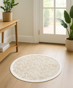 Alternative view of Beige Circles Round Rug - 3.2x3.2 (ft)
