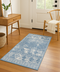Contemporary runner rug styled in a modern living space