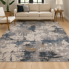 Bold modern rug styled in a contemporary living room