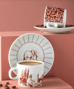 Alternative view of Elephant Porcelain Turkish Coffee Set for 2