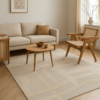 Small neutral-toned rug styled in a cozy space