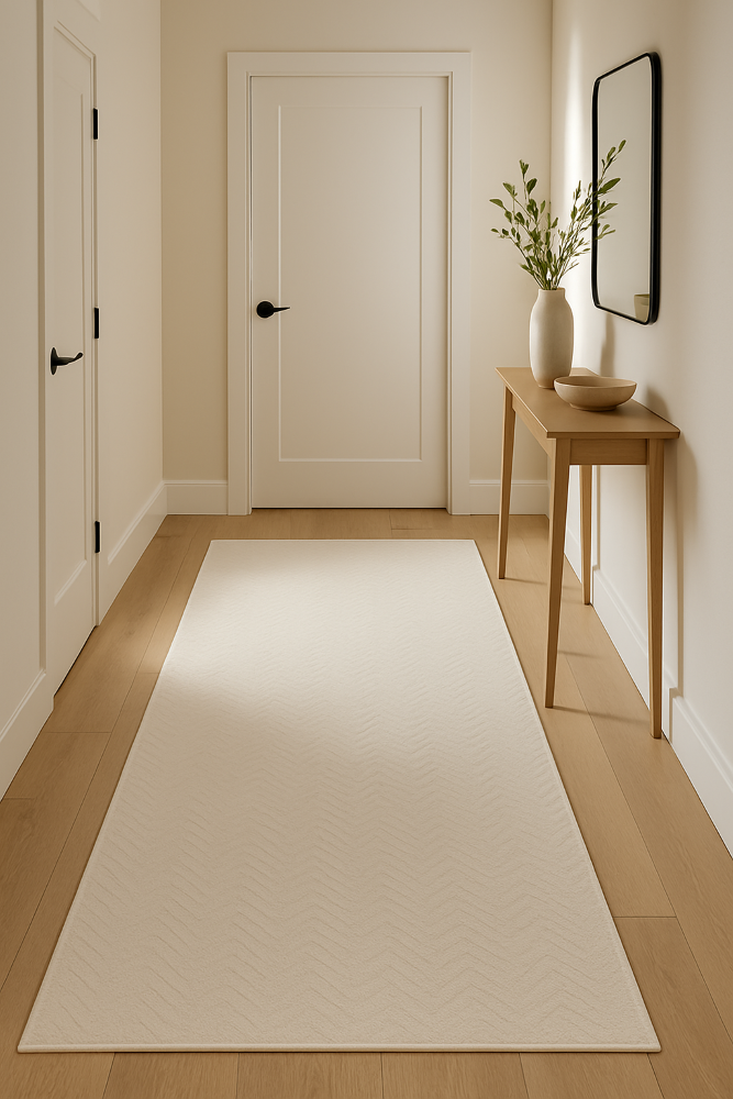 Ivory Chevron Runner Rug - 3.2x6.5 (ft) - Image 2