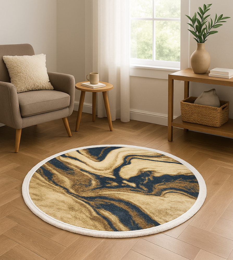 Marble Swirl Round Rug - 3.2x3.2 (ft) - Image 2