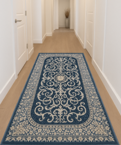 Alternative view of Royal Blue Medallion Runner Rug - 3.2x10 (ft)
