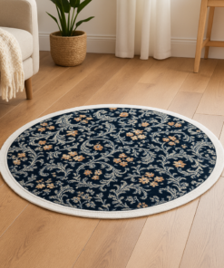 Alternative view of Midnight Floral Round Rug - 3.2x3.2 (ft)