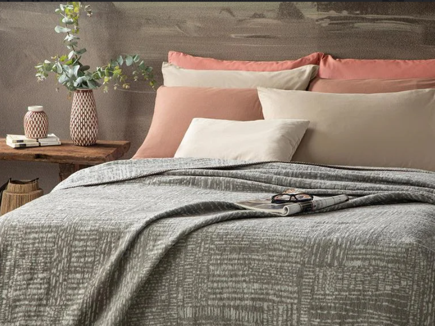 Modern Textured Cotton Double Blanket - 78 X 86.60 in - Image 2