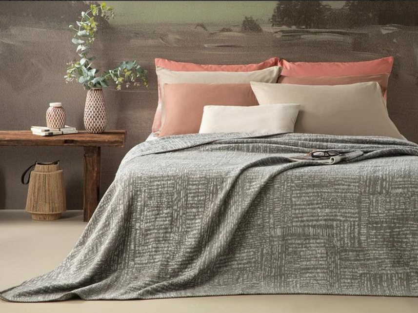 Modern Textured Cotton Double Blanket - 78 X 86.60 in
