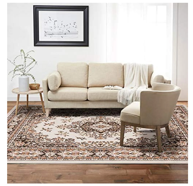 Home Dynamix Premium Sakarya Traditional Medallion Area Rug, Ivory/Brown - 5.2 x7.4 - Image 2