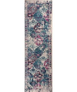 Alternative view of Vintage Collection Distressed | Bohemian | Blue/Purple Chic Runner Rug - 2.7x9 ft