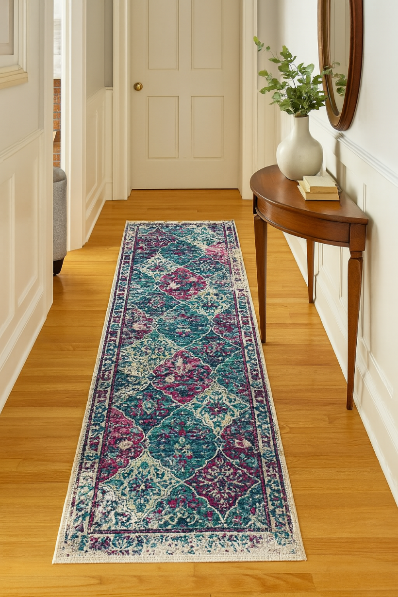 Vintage Collection Distressed | Bohemian | Blue/Purple Chic Runner Rug - 2.7x9 ft