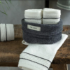 Quadro Cotton Towel Set of 4 Anthracite - Ecru - Image 2