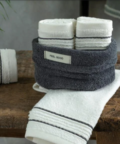 Alternative view of Quadro Cotton Towel Set of 4 Anthracite - Ecru