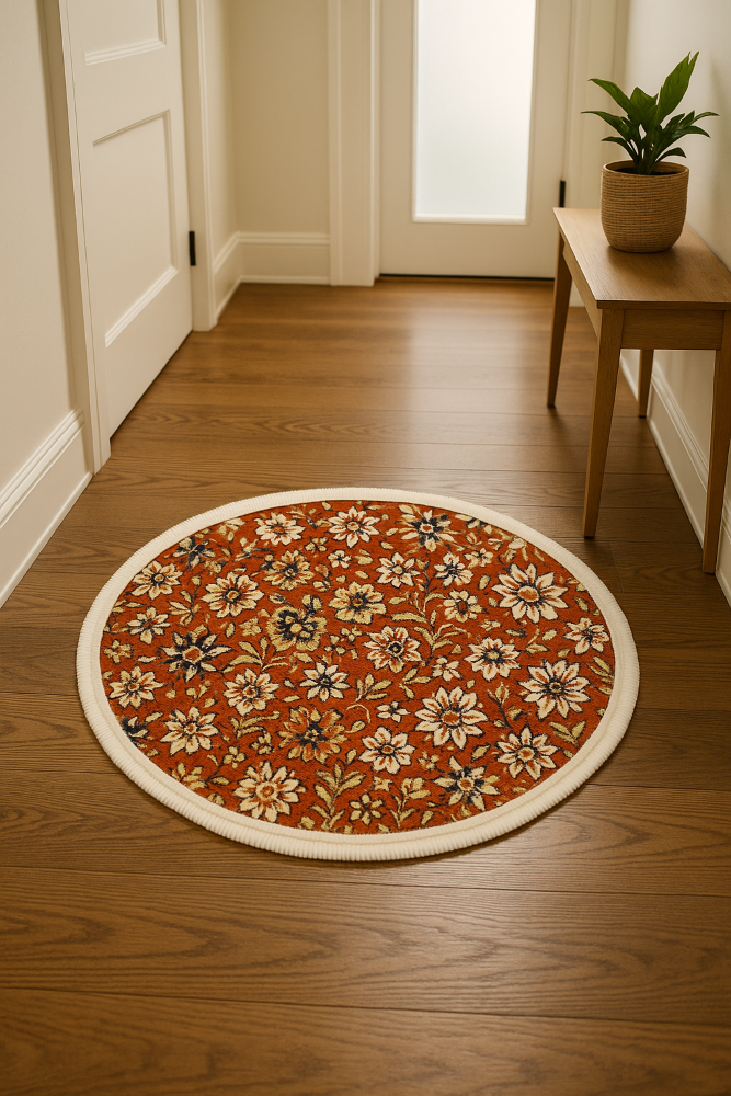 Ruby Blossom Round Rug - 3.2x3.2 (ft) - Image 2