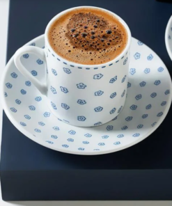 Alternative view of Small Flowers Porcelain Turkish Coffee Set for 2