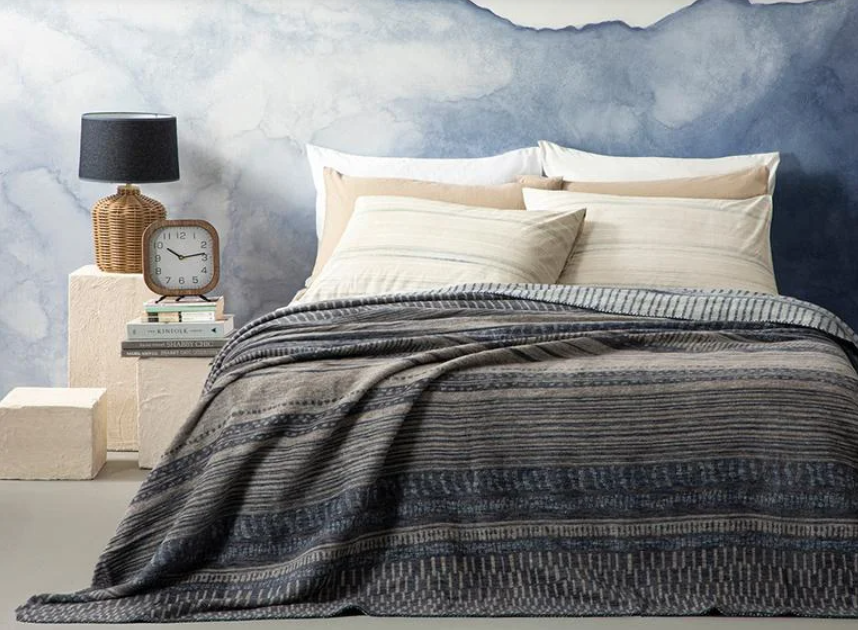 Textured Stripe Cotton Double Blanket - 78 X 86.60 in