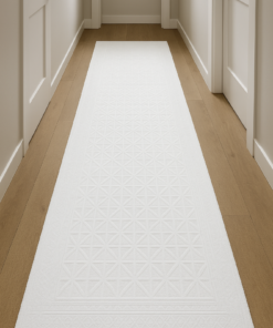 Pure White Geometric Runner Rug - 2.6x8 (ft)