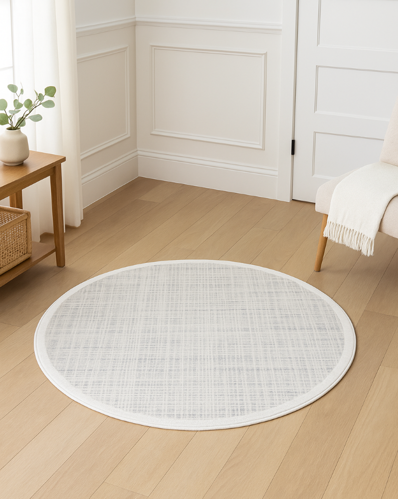 Woven Grid Round Rug - 3.2x3.2 (ft) - Image 2