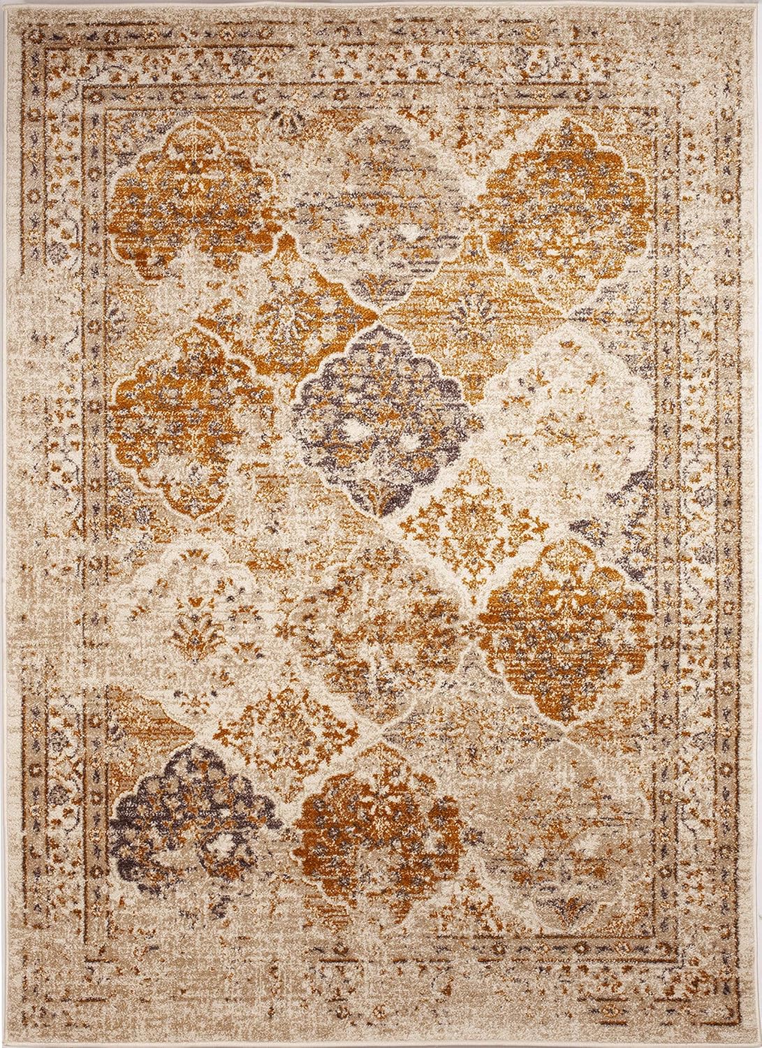 Vintage Collection Distressed | Bohemian | Beige/Brown Chic Area Rug - 4x6 ft
